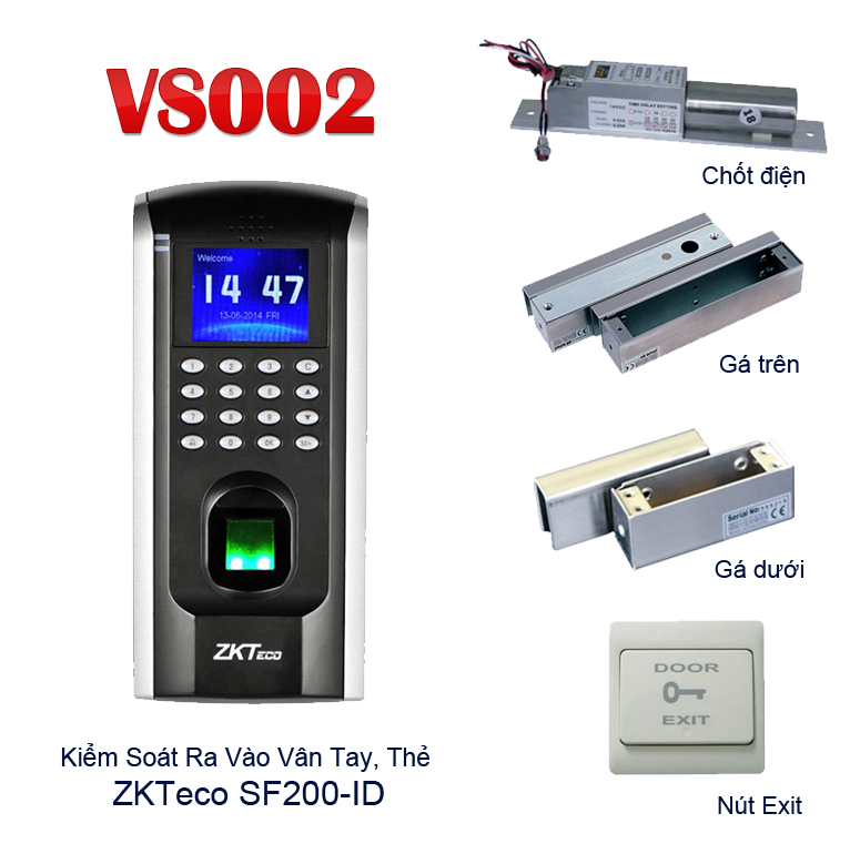 Khóa cửa vân tay thẻ chấm công VS002-SF200