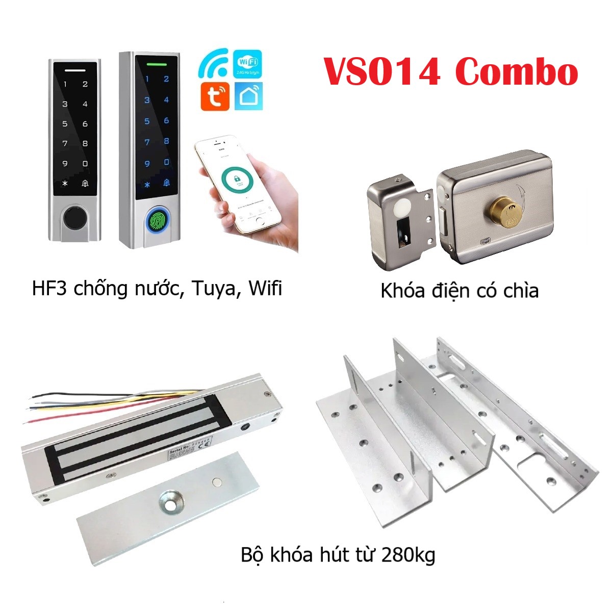 Bộ Combo Khóa Thông Minh Cửa Sắt VS014: khóa cửa sắt, Bộ Combo Khóa Thông Minh, khóa hít từ, khóa điện