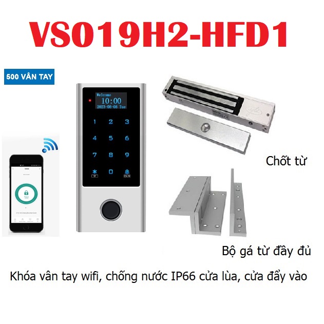 khóa cửa thông minh wifi, khóa vân tay chống nước ip66, khóa cửa điều khiển từ xa, Khóa vân tay cửa sắt VS019H2-HFD1, 